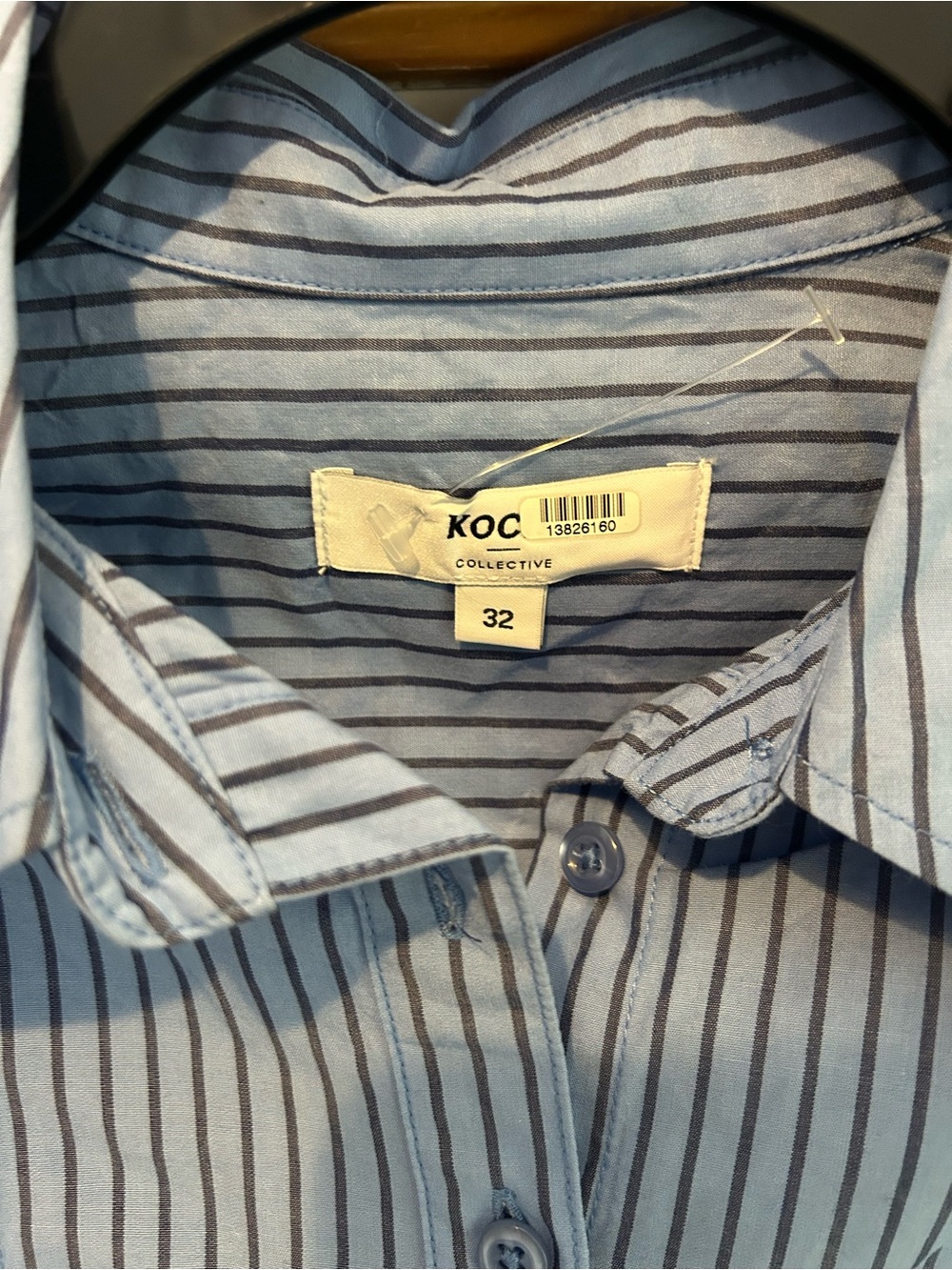 Blue Striped Ruffle-Shoulder Button-Down Shirt - Picture 2 of 5